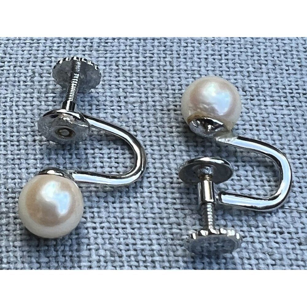 RARE Vtg Art Deco Antique Correct Dolan & Bullock 14K Pearl Screwback Earrings